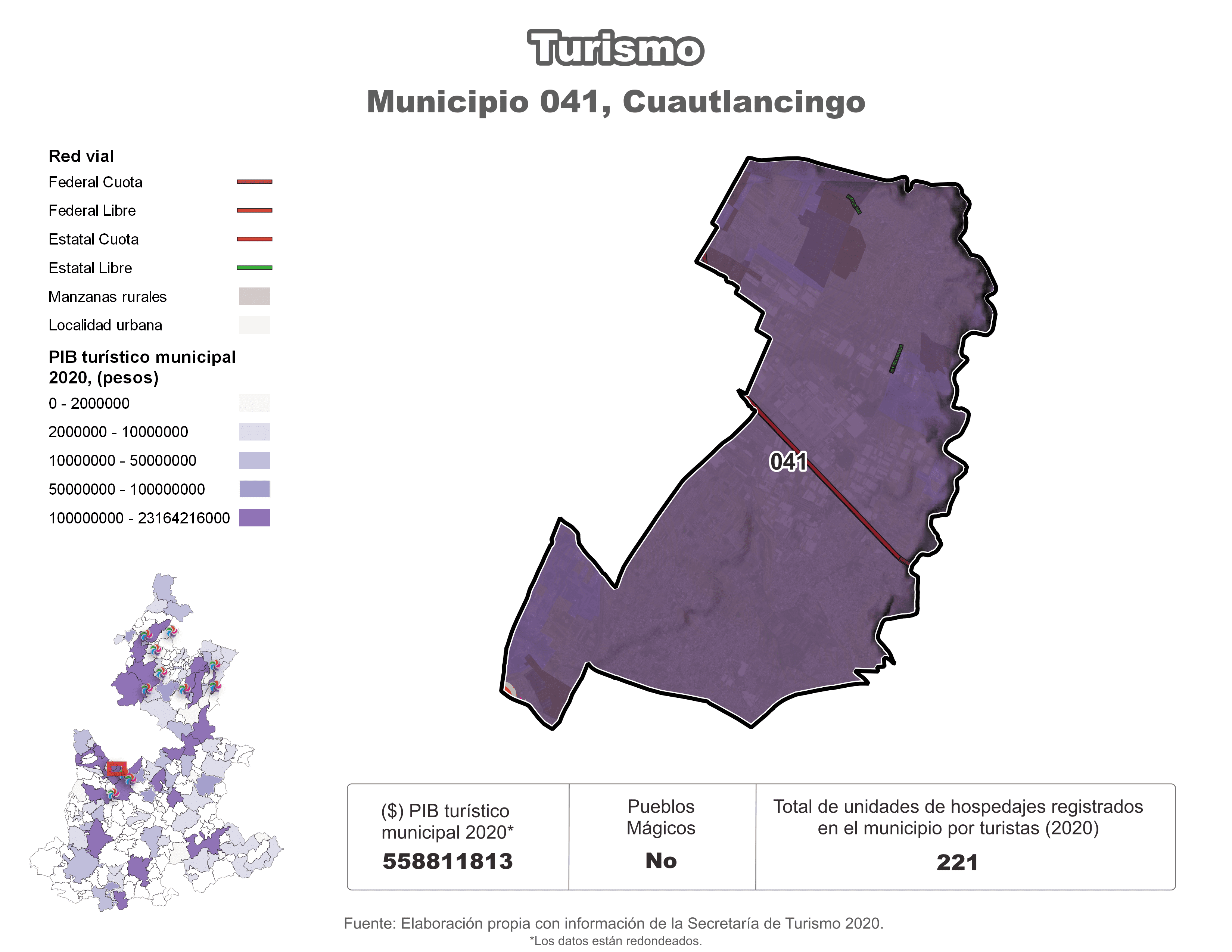 Biblioteca de Mapas - Turismo en municipio de Cuautlancingo