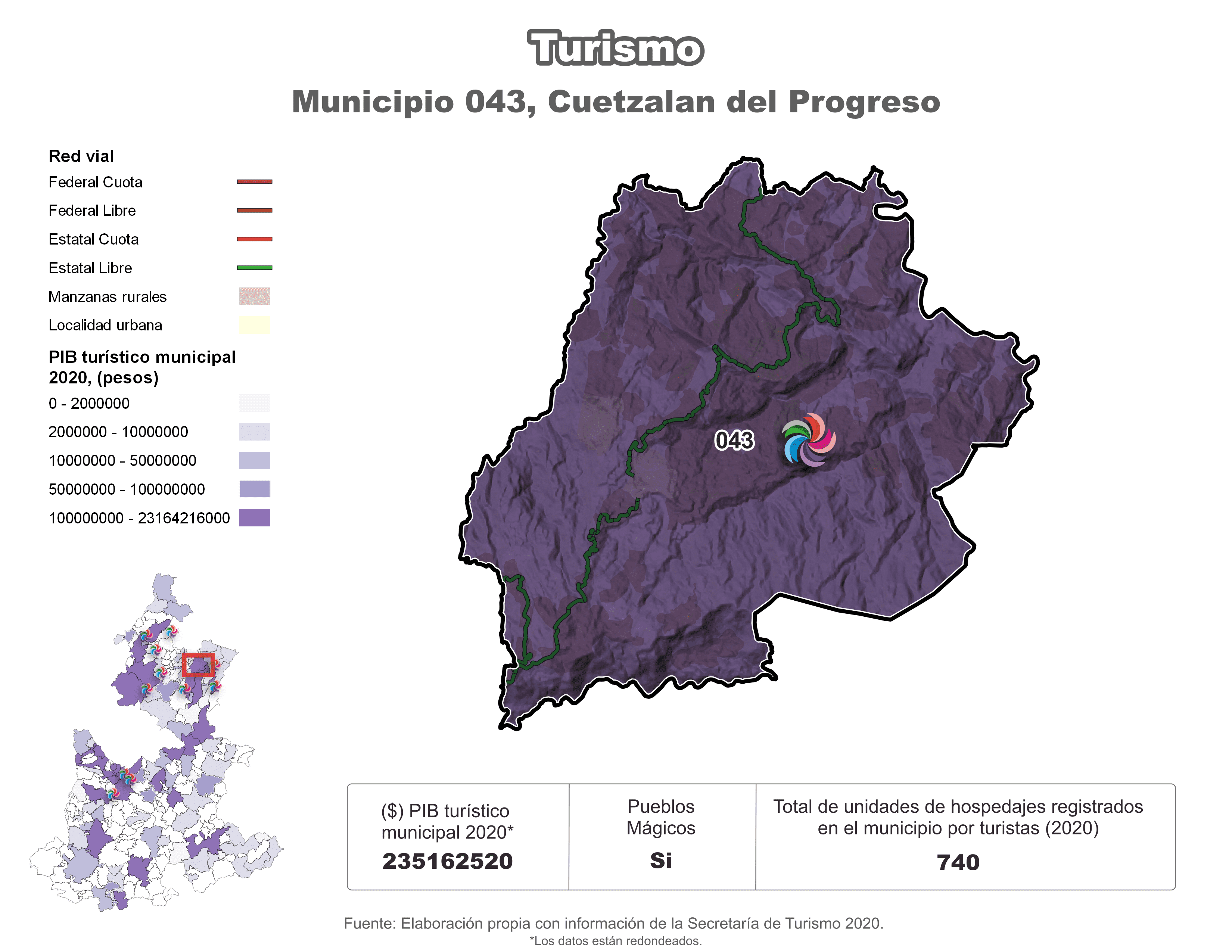 Biblioteca de Mapas - Turismo en municipio de Cuetzalan del Progreso