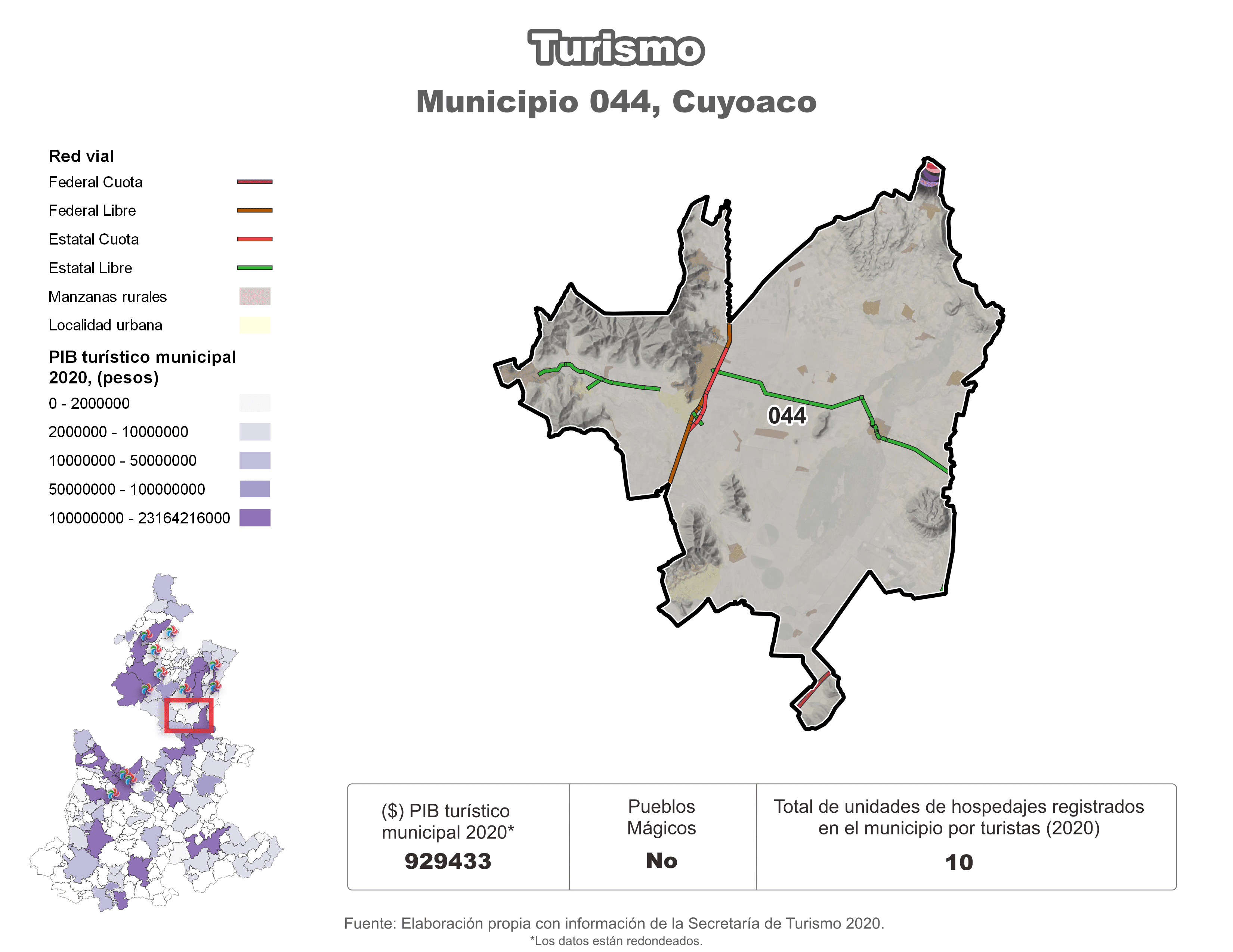 Biblioteca de Mapas - Turismo en municipio de Cuyoaco