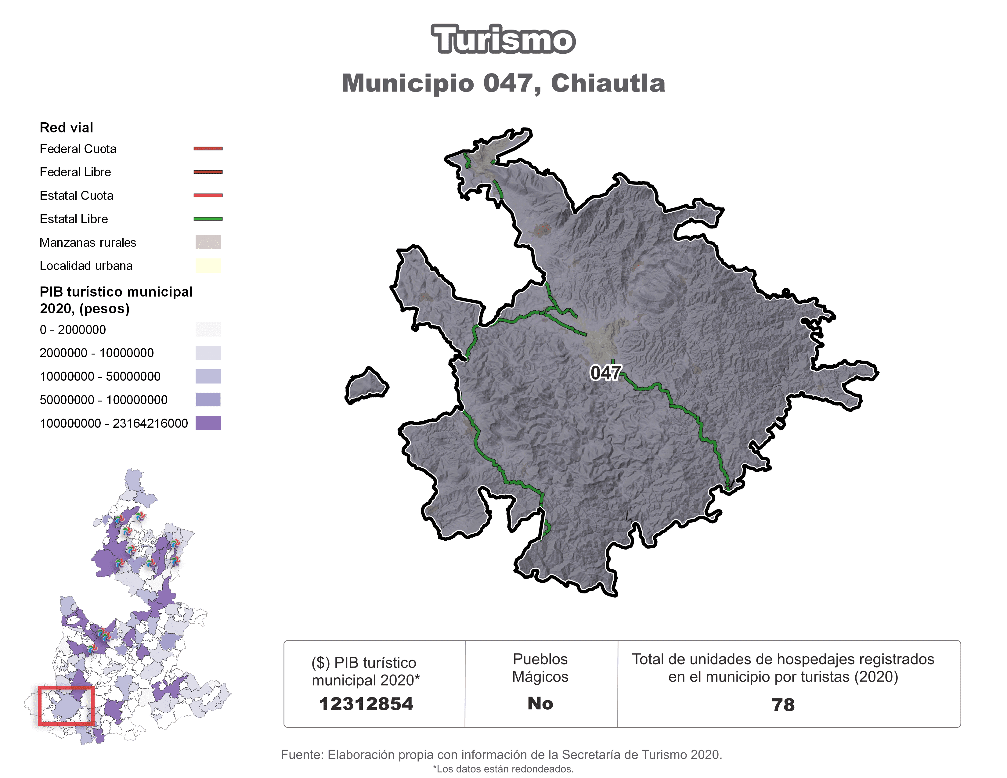 Biblioteca de Mapas - Turismo en municipio de Chiautla