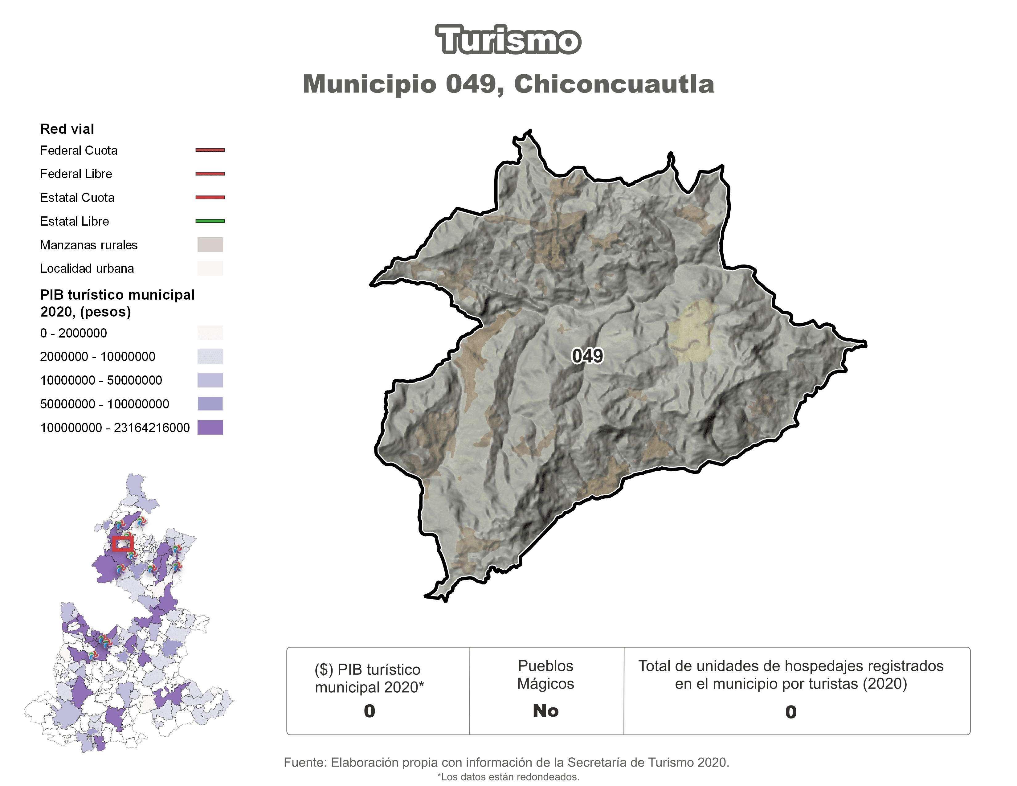 Biblioteca de Mapas - Turismo en municipio de Chiconcuautla