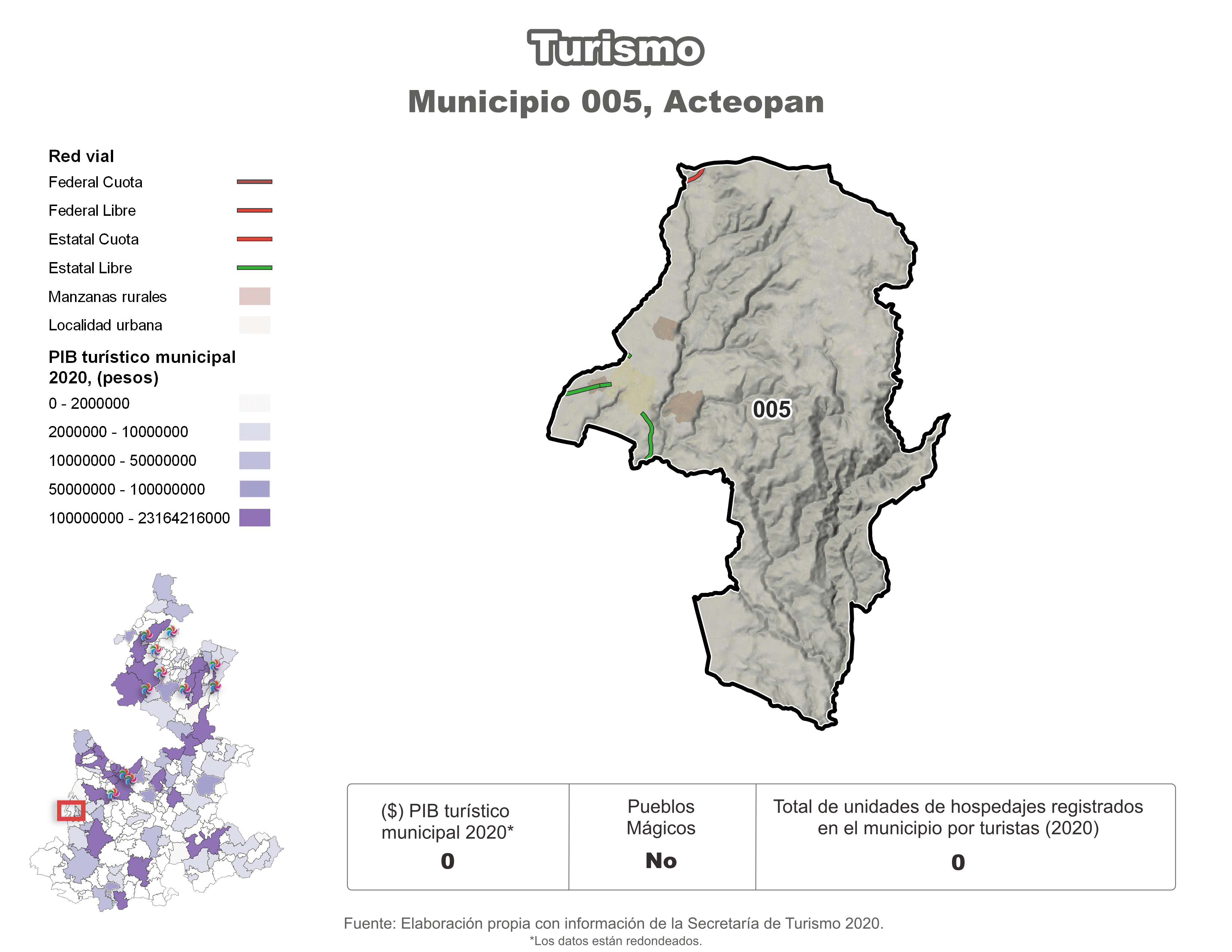 Biblioteca de Mapas - Turismo en municipio de Acteopan