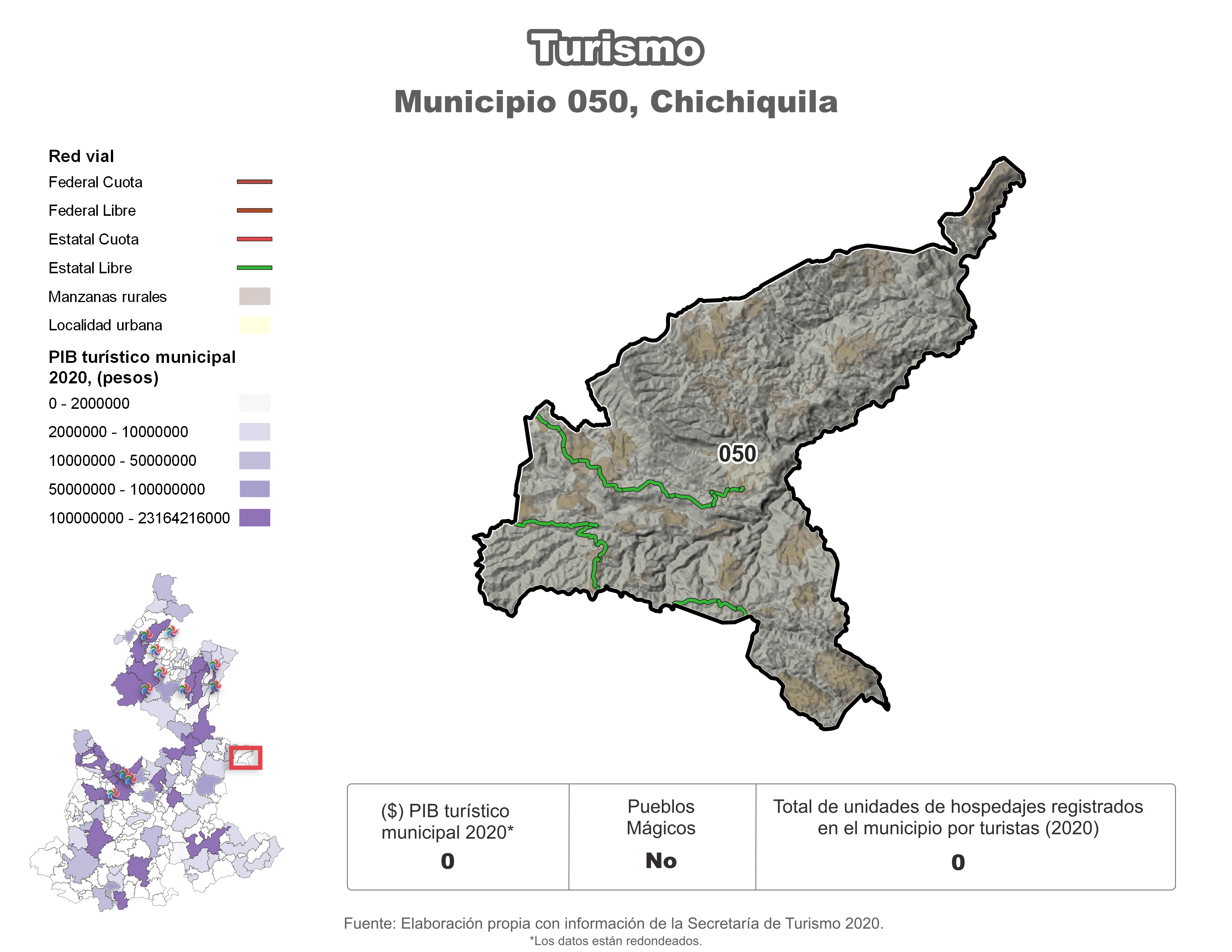 Biblioteca de Mapas - Turismo en municipio de Chichiquila