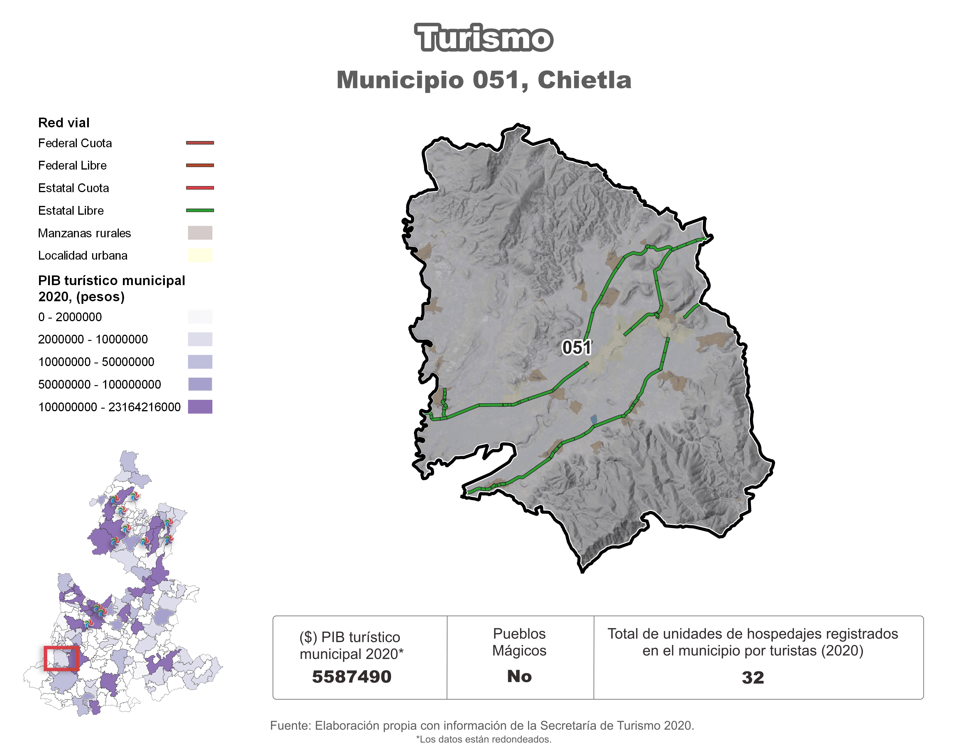 Biblioteca de Mapas - Turismo en municipio de Chietla