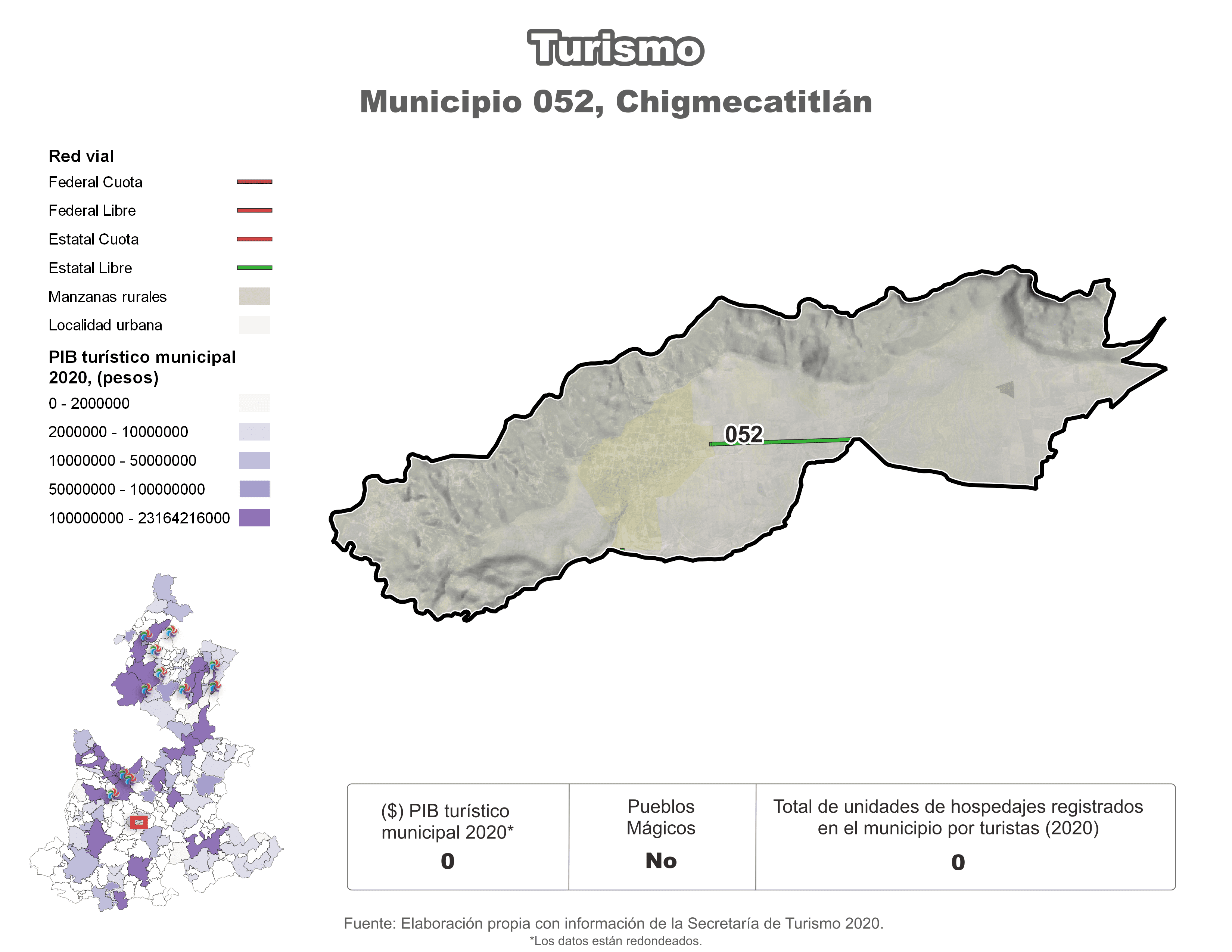 Biblioteca de Mapas - Turismo en municipio de Chigmecatitlán