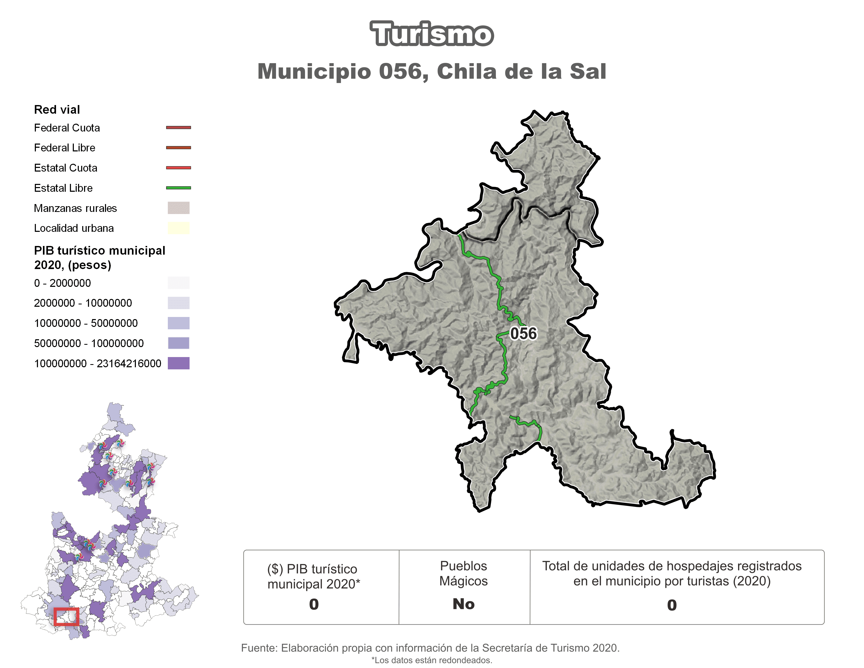 Biblioteca de Mapas - Turismo en municipio de Chila de la Sal