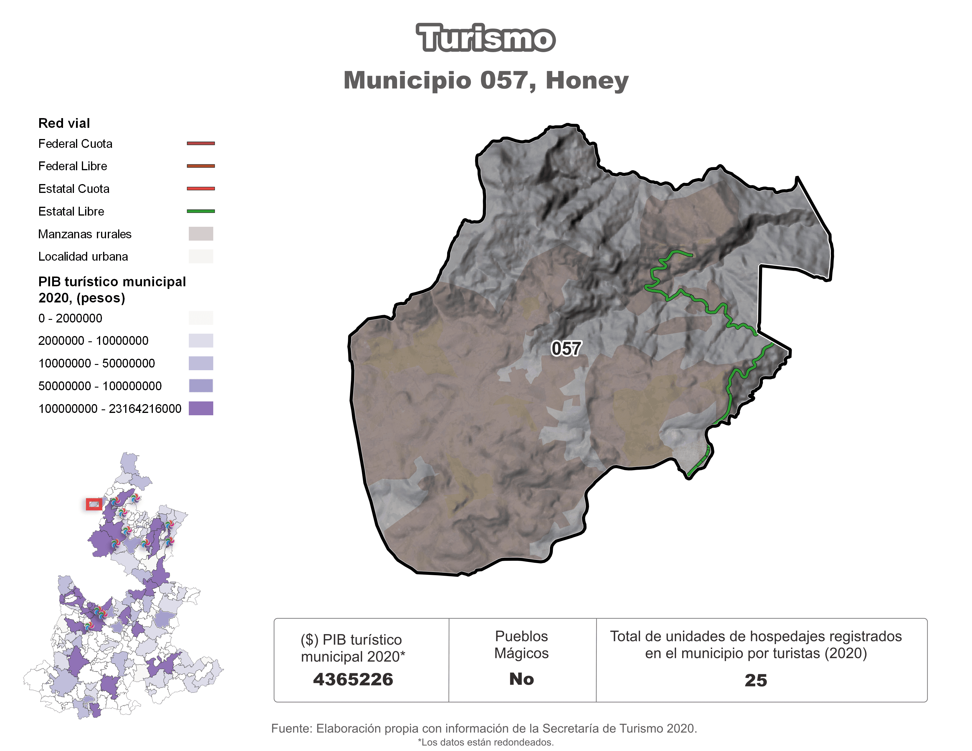 Biblioteca de Mapas - Turismo en municipio de Honey