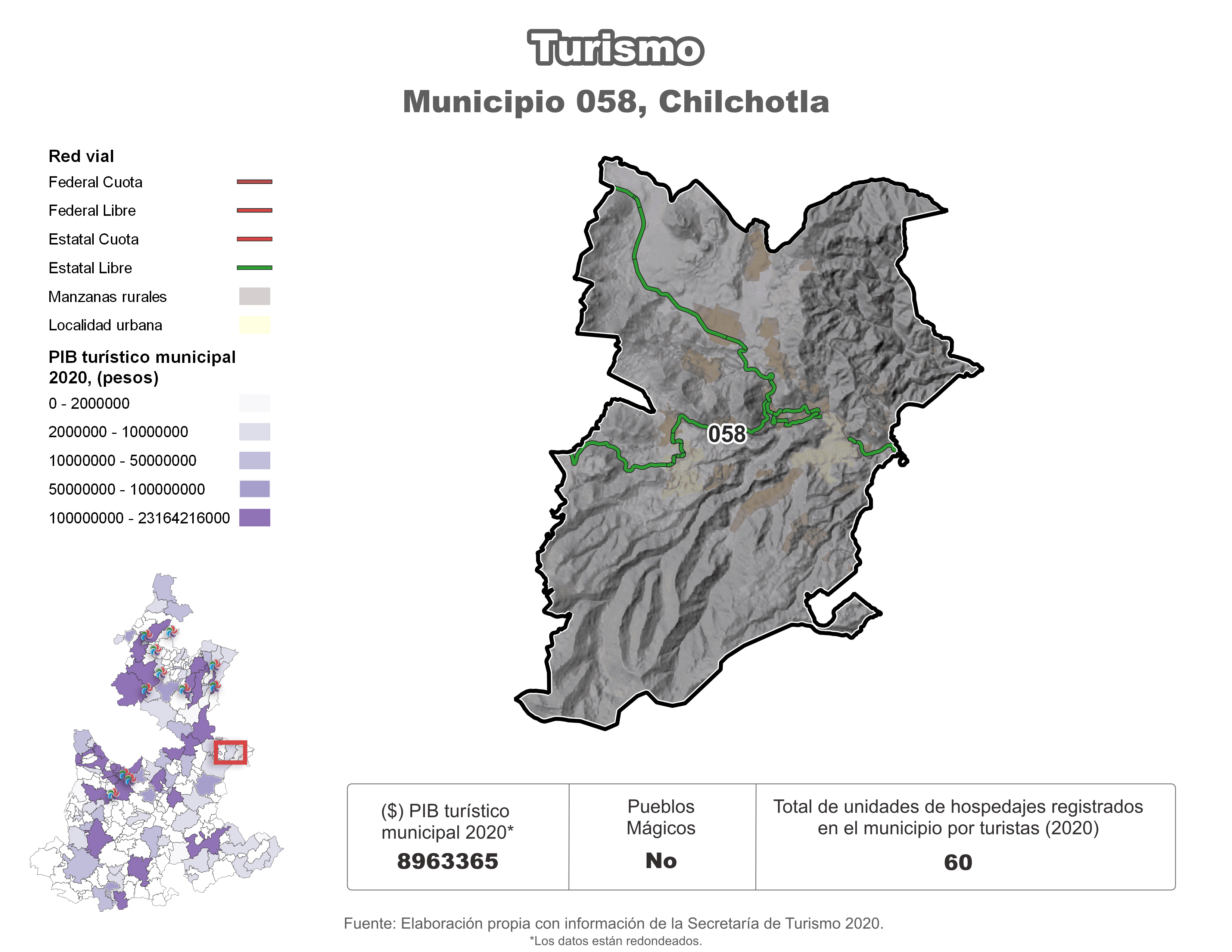 Biblioteca de Mapas - Turismo en municipio de Chilchotla