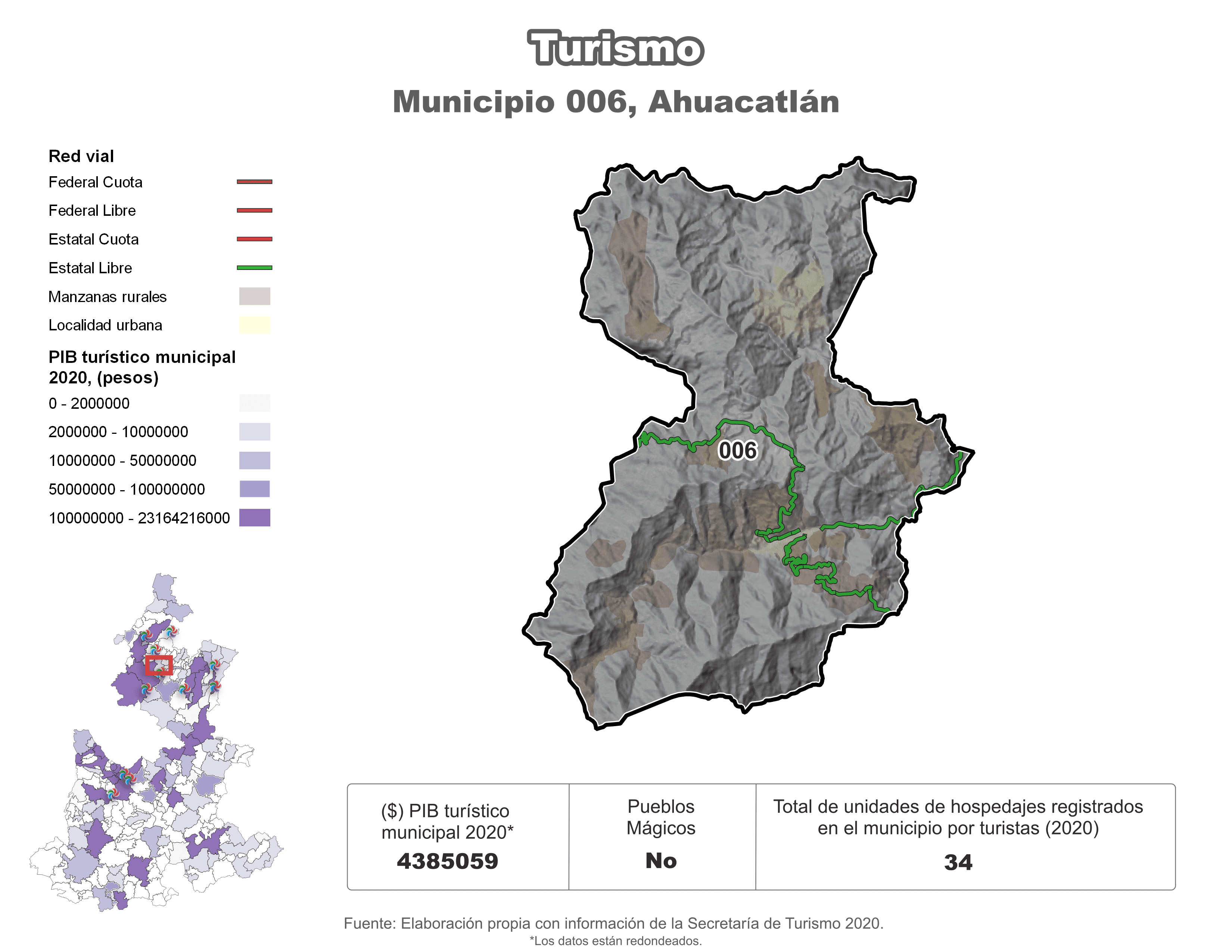 Biblioteca de Mapas - Turismo en municipio de Ahuacatlán