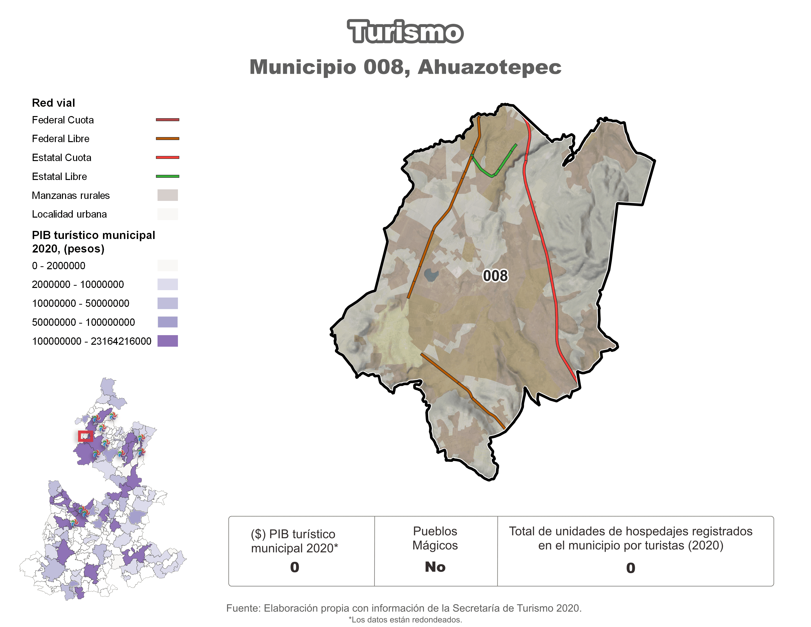 Biblioteca de Mapas - Turismo en municipio de Ahuazotepec