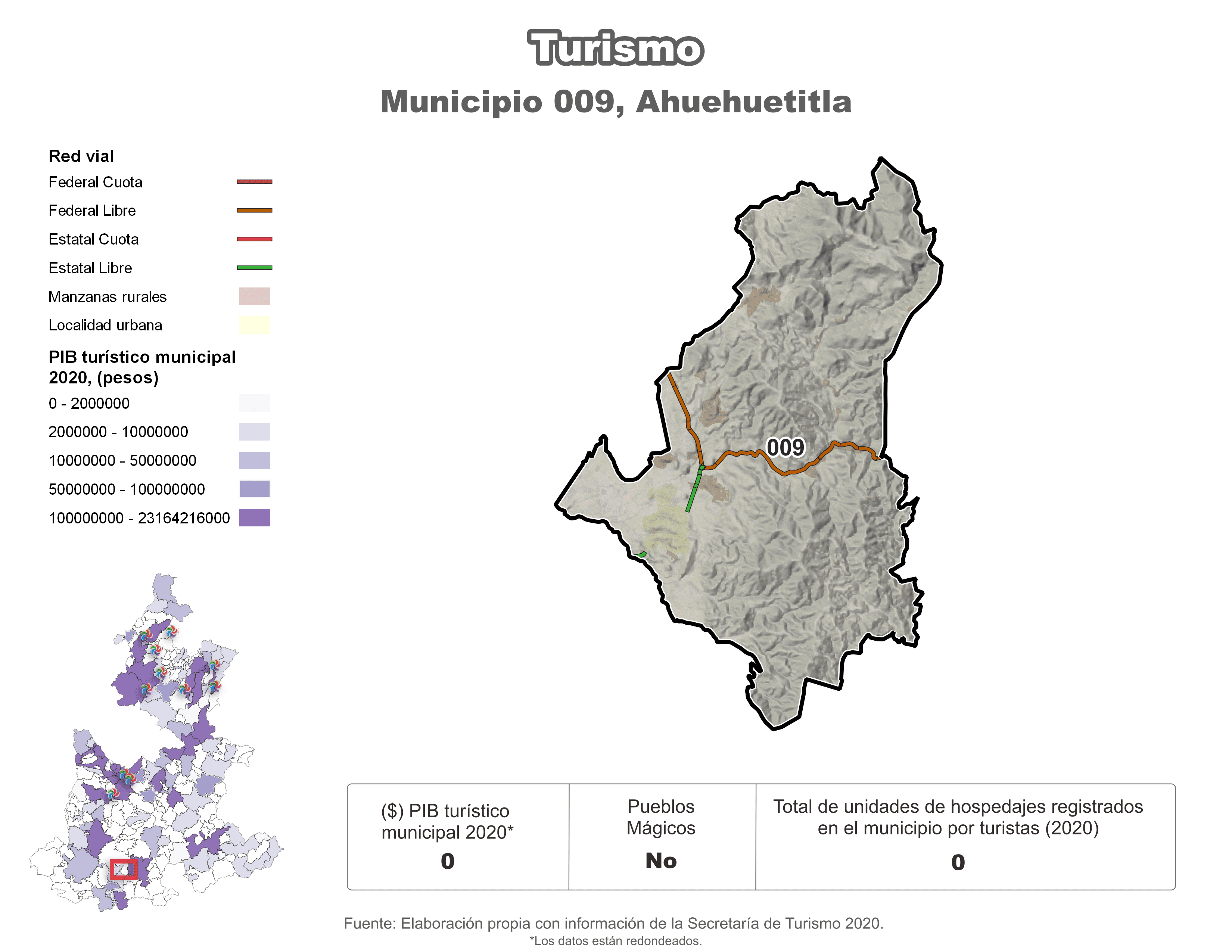 Biblioteca de Mapas - Turismo en municipio de Ahuehuetitla