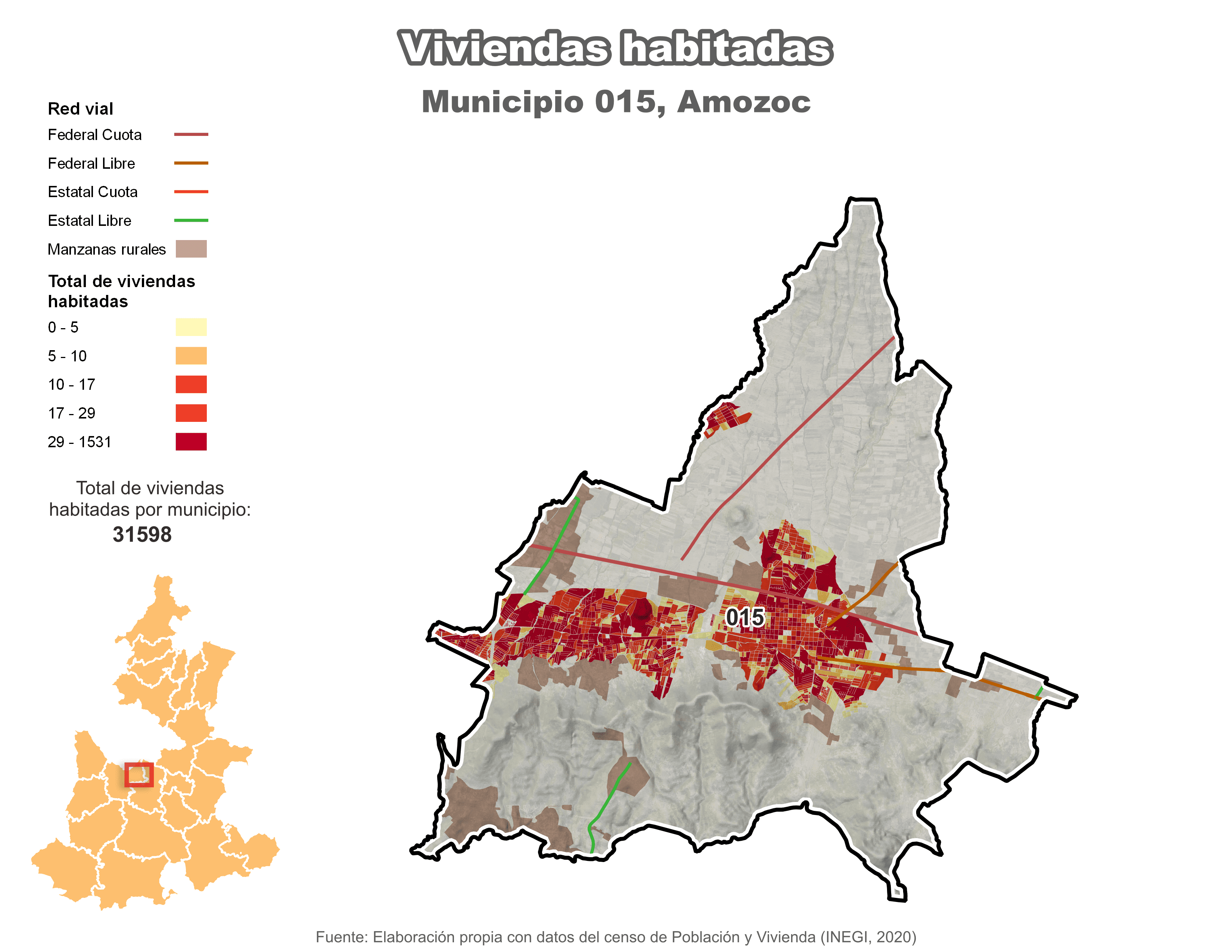 Biblioteca de Mapas - Viviendas habitadas municipio de Amozoc