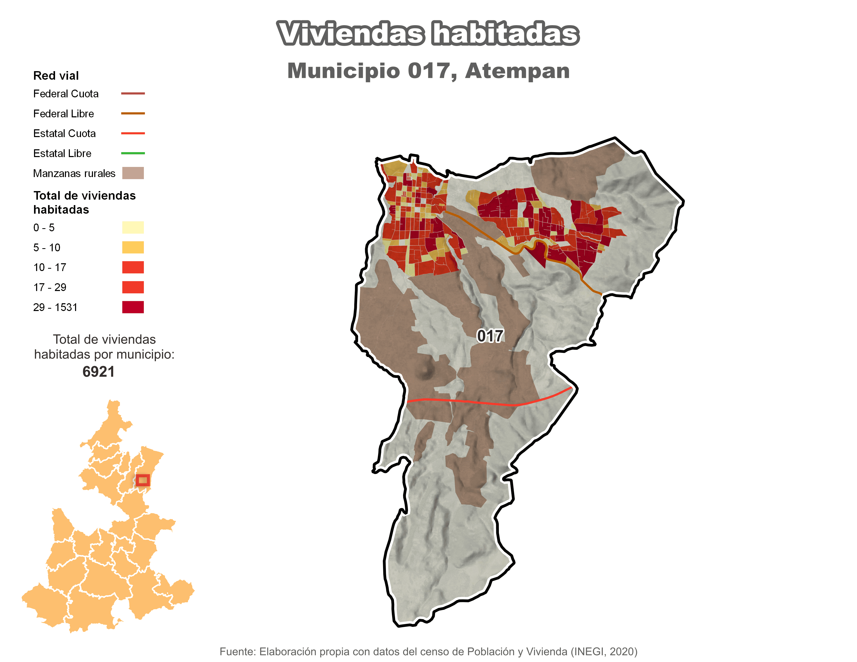 Biblioteca de Mapas - Viviendas habitadas municipio de Atempan