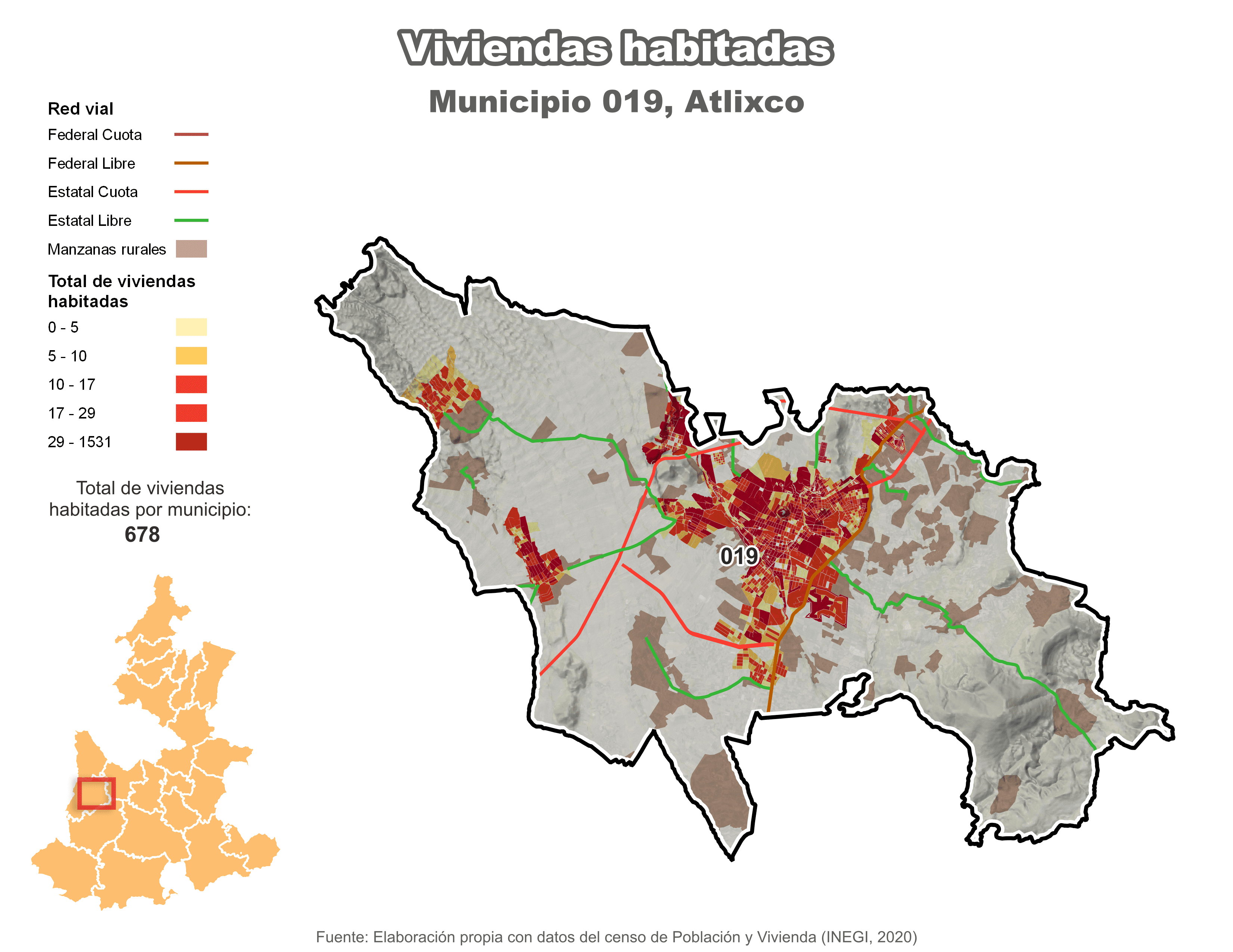 Biblioteca de Mapas - Viviendas habitadas municipio de Atlixco