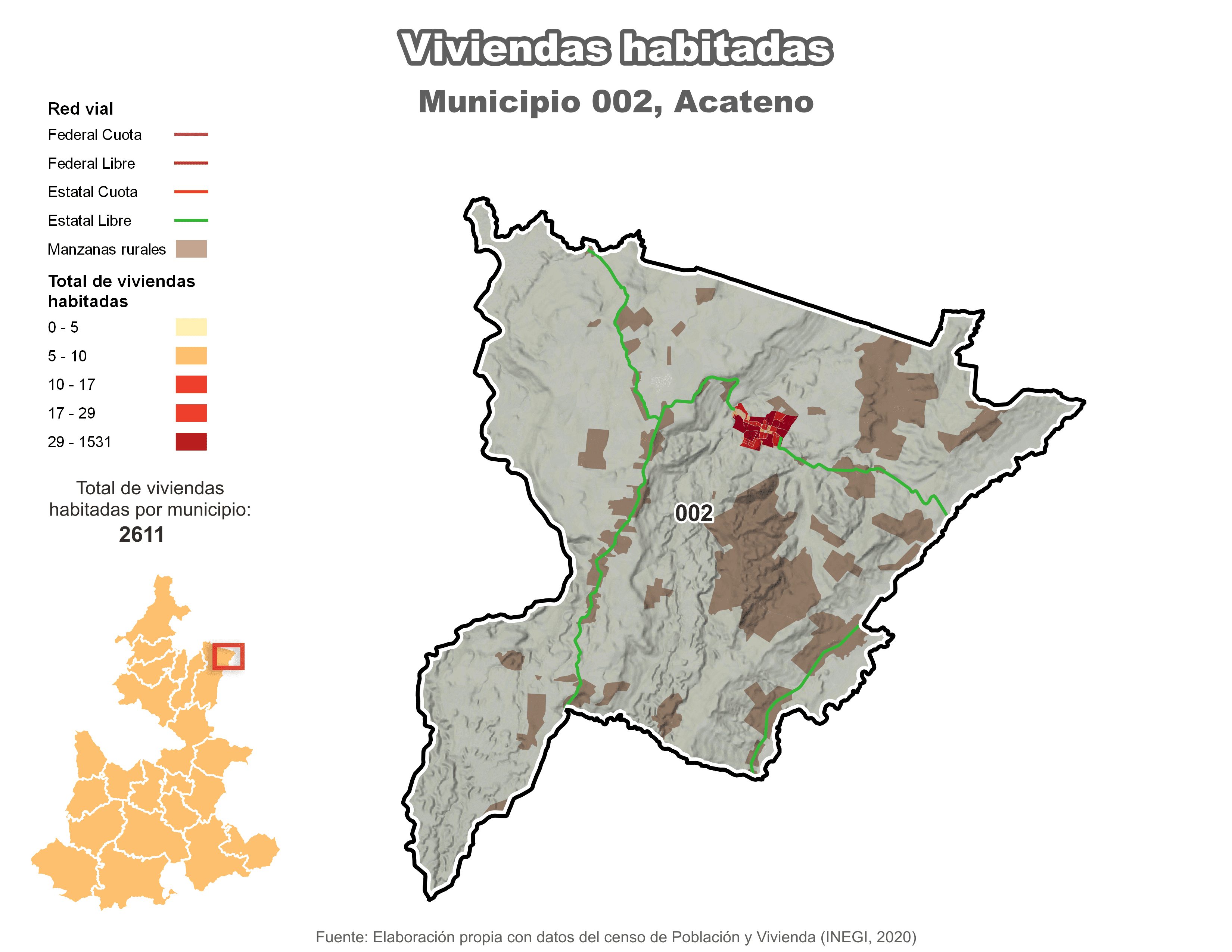 Biblioteca de Mapas - Viviendas habitadas municipio de Acateno