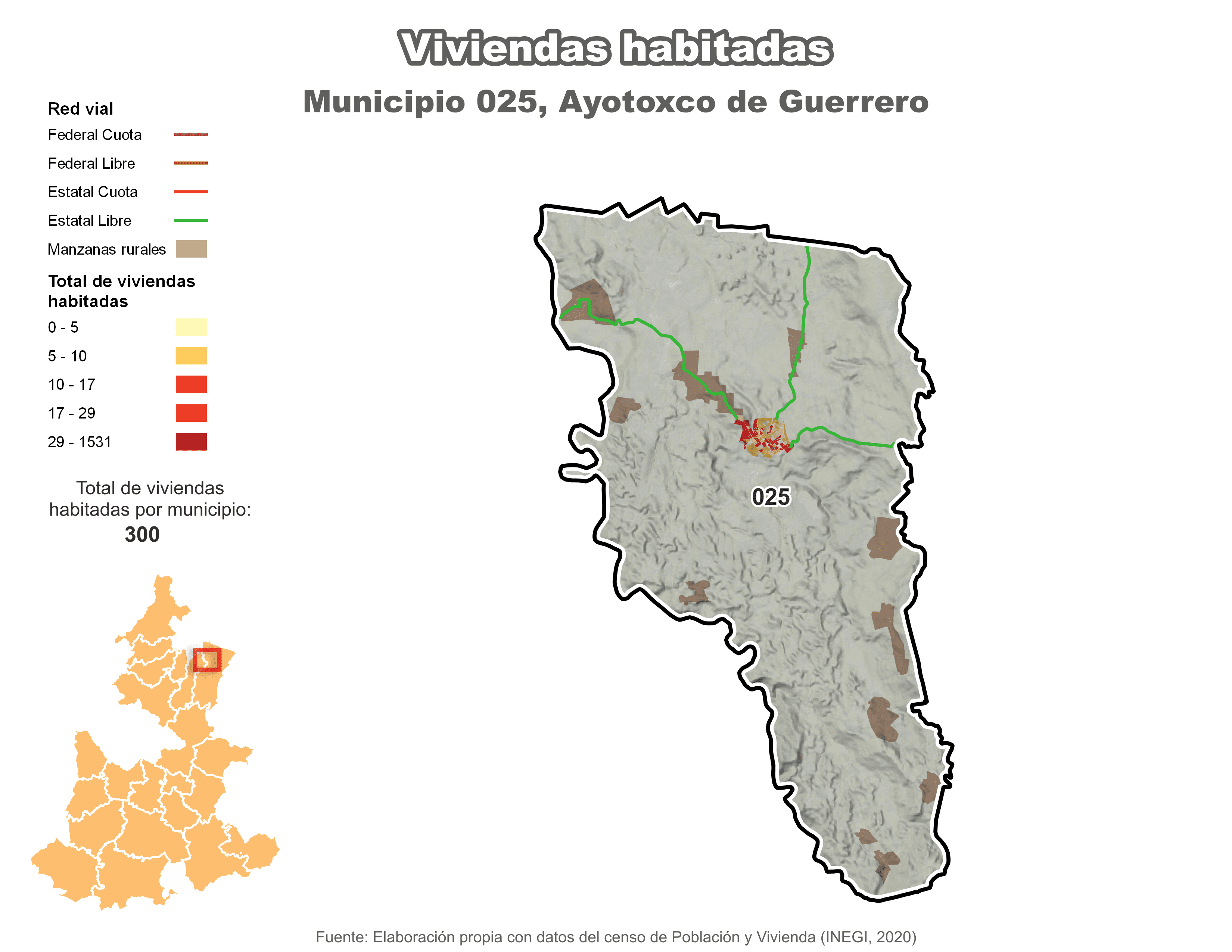 Biblioteca de Mapas - Viviendas habitadas municipio de Ayotoxco de Guerrero