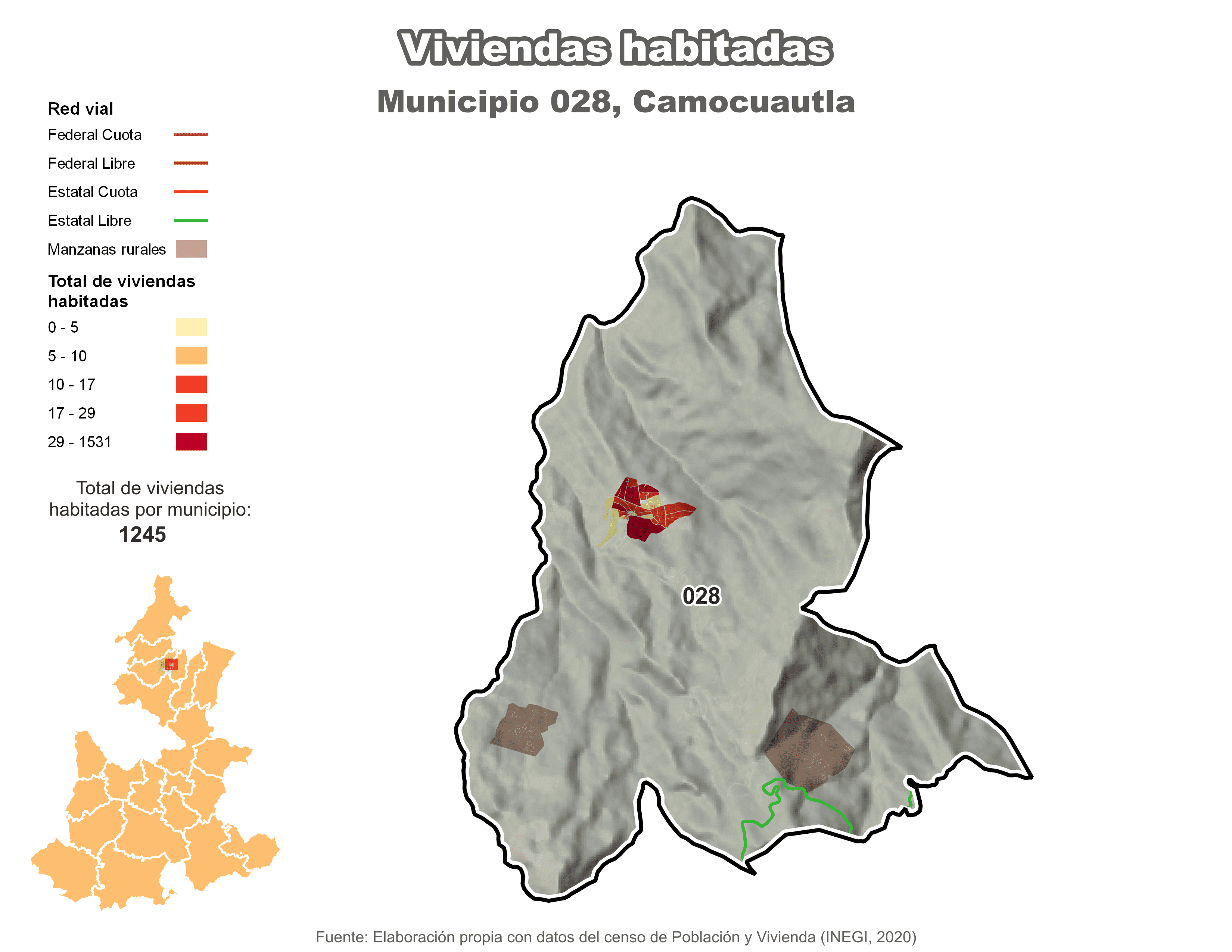 Biblioteca de Mapas - Viviendas habitadas municipio de Camocuautla