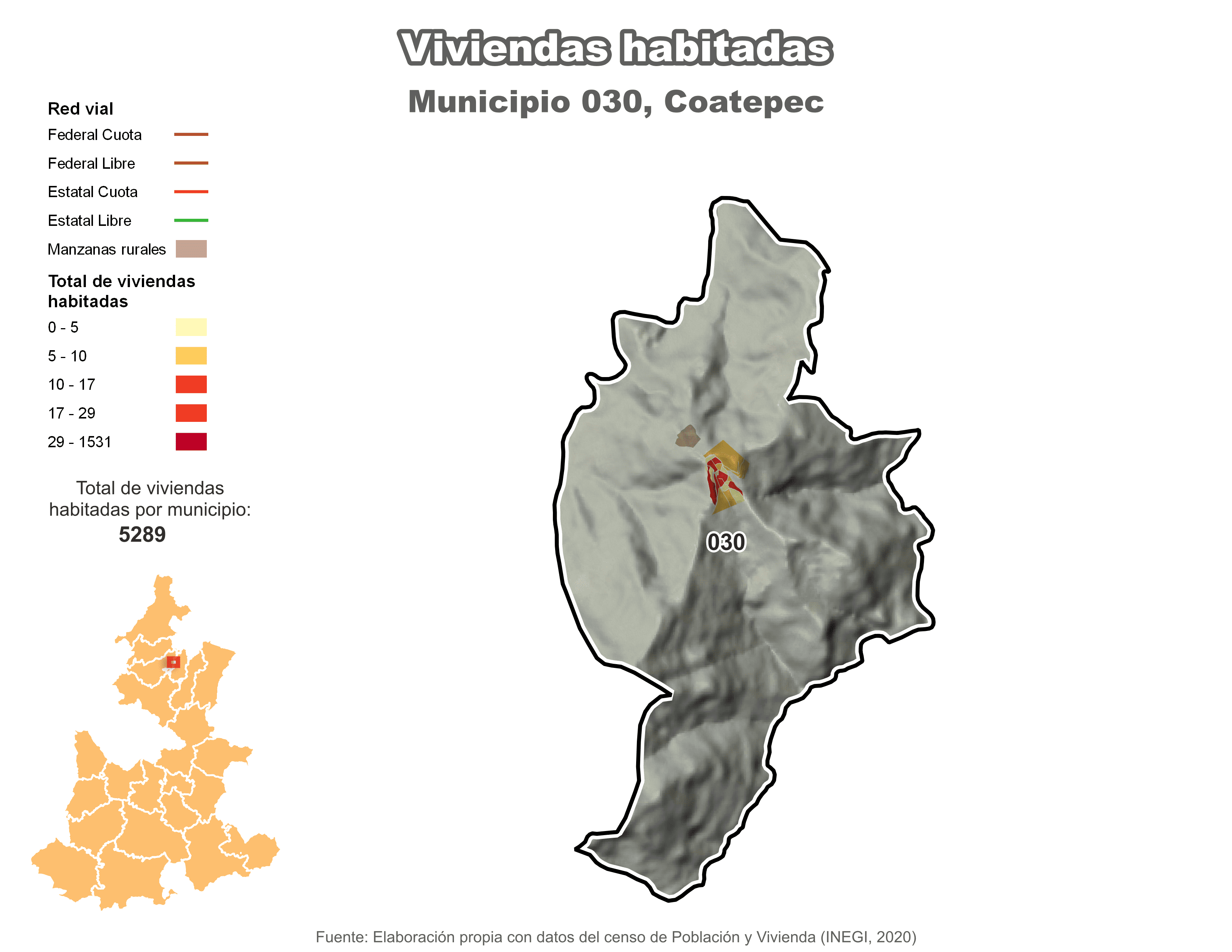 Biblioteca de Mapas - Viviendas habitadas municipio de Coatepec