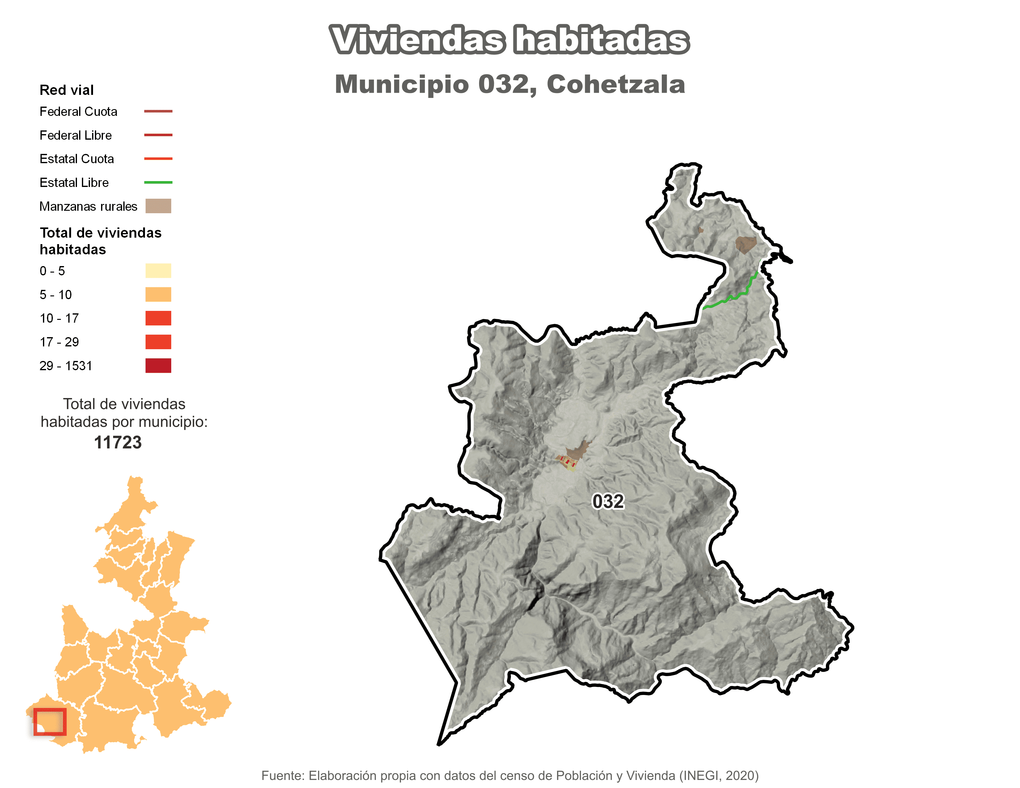 Biblioteca de Mapas - Viviendas habitadas municipio de Cohetzala