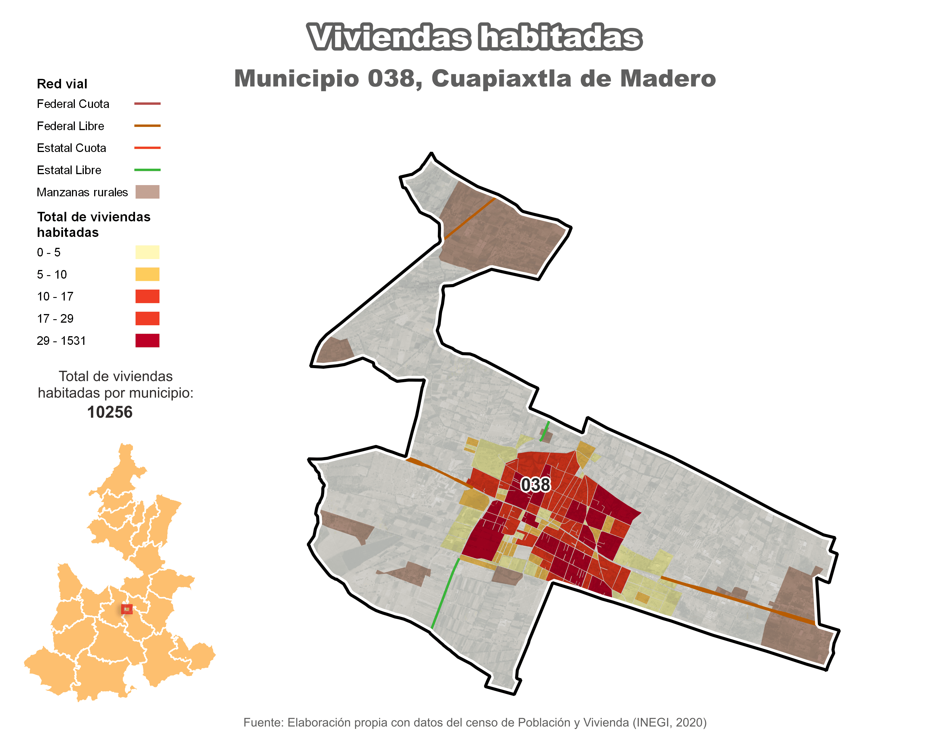 Biblioteca de Mapas - Viviendas habitadas municipio de Cuapiaxtla de Madero