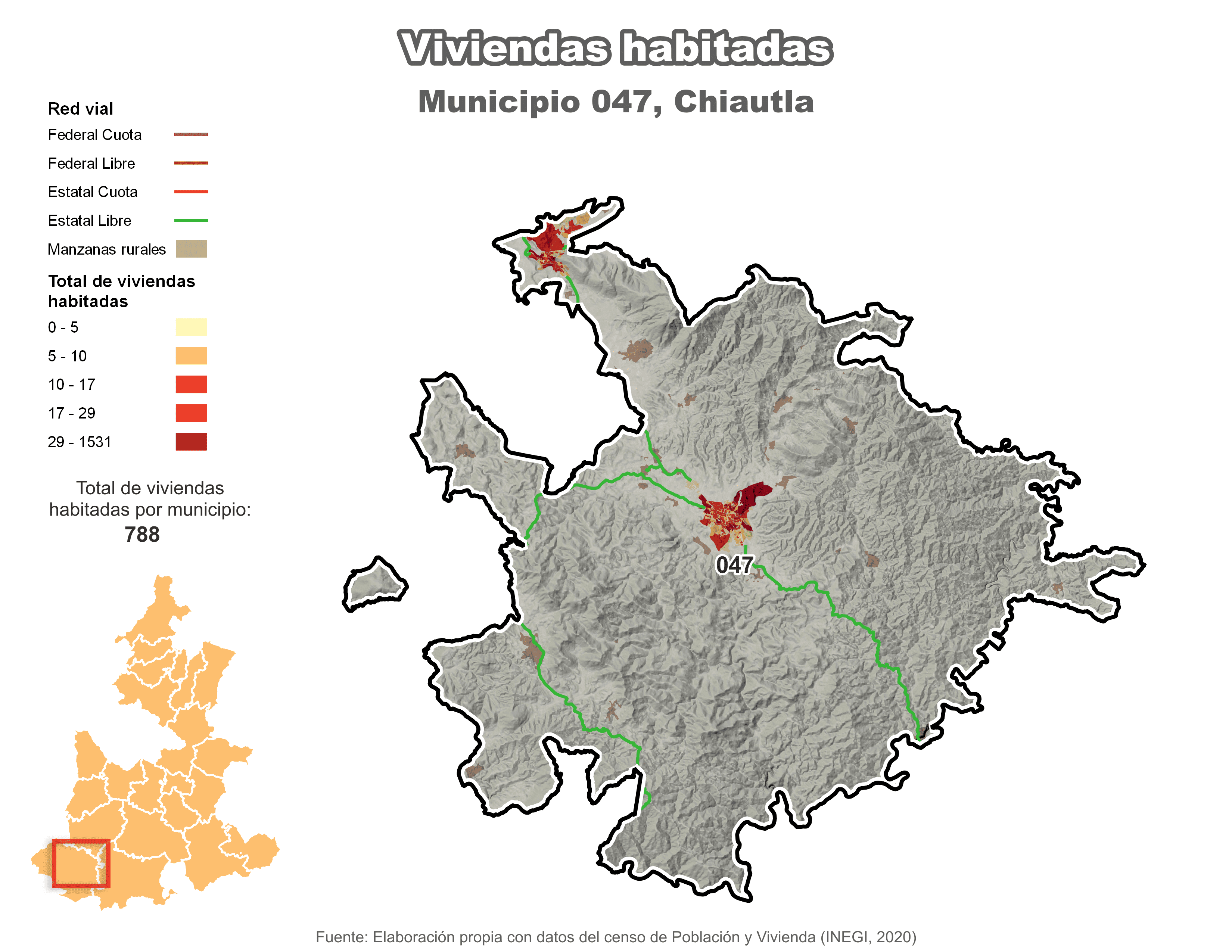 Biblioteca de Mapas - Viviendas habitadas municipio de Chiautla