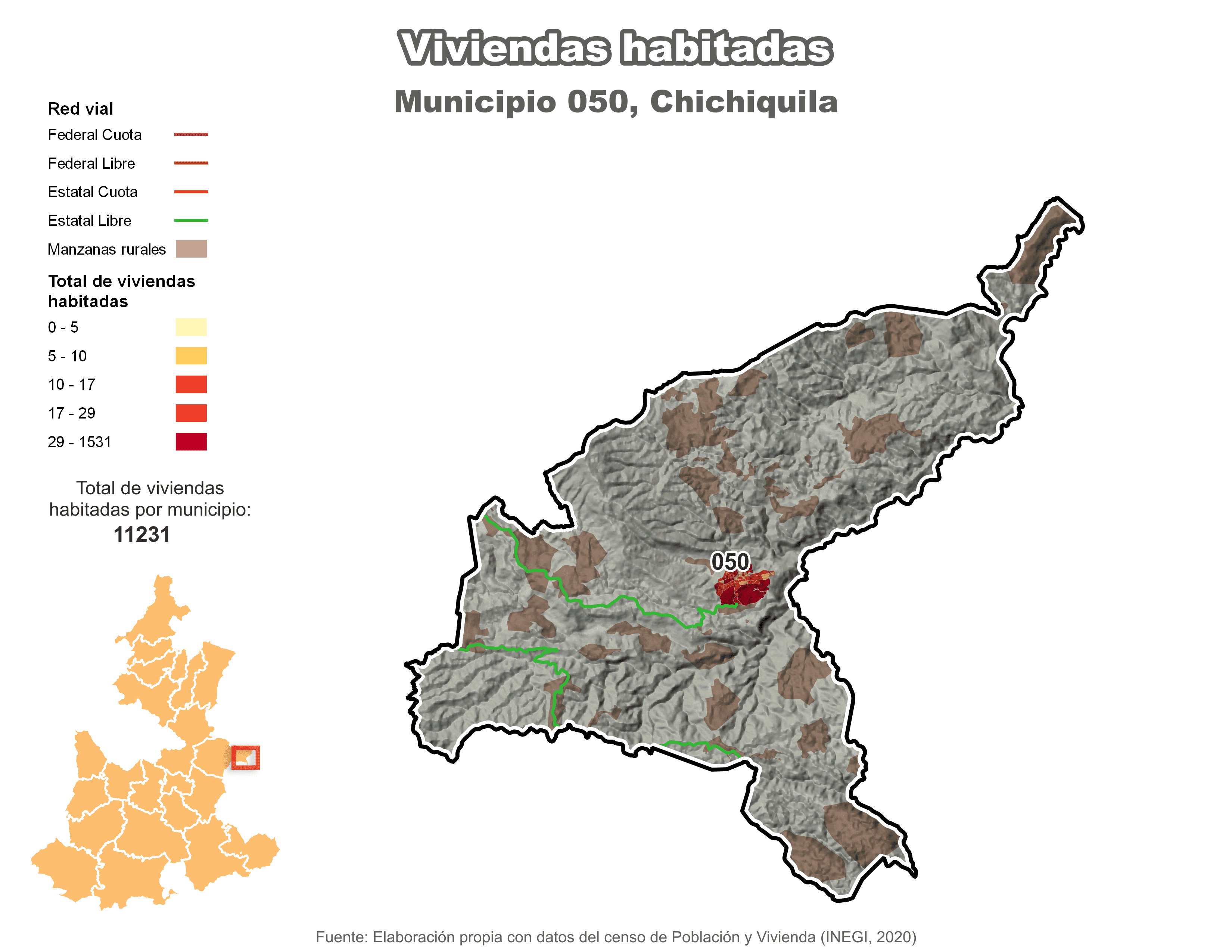 Biblioteca de Mapas - Viviendas habitadas municipio de Chichiquila