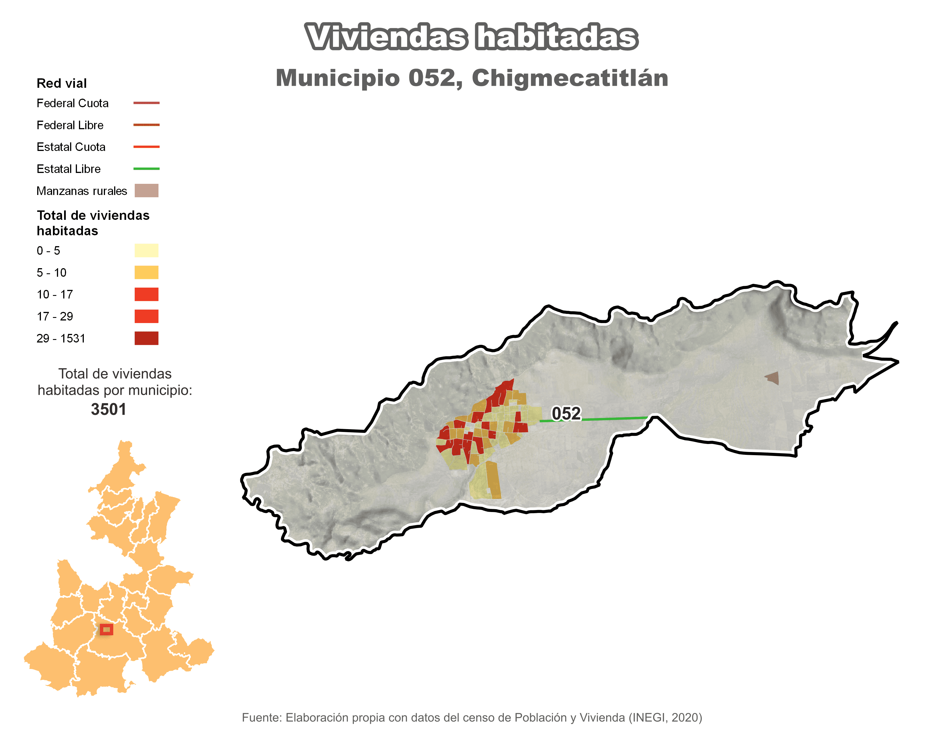 Biblioteca de Mapas - Viviendas habitadas municipio de Chigmecatitlán