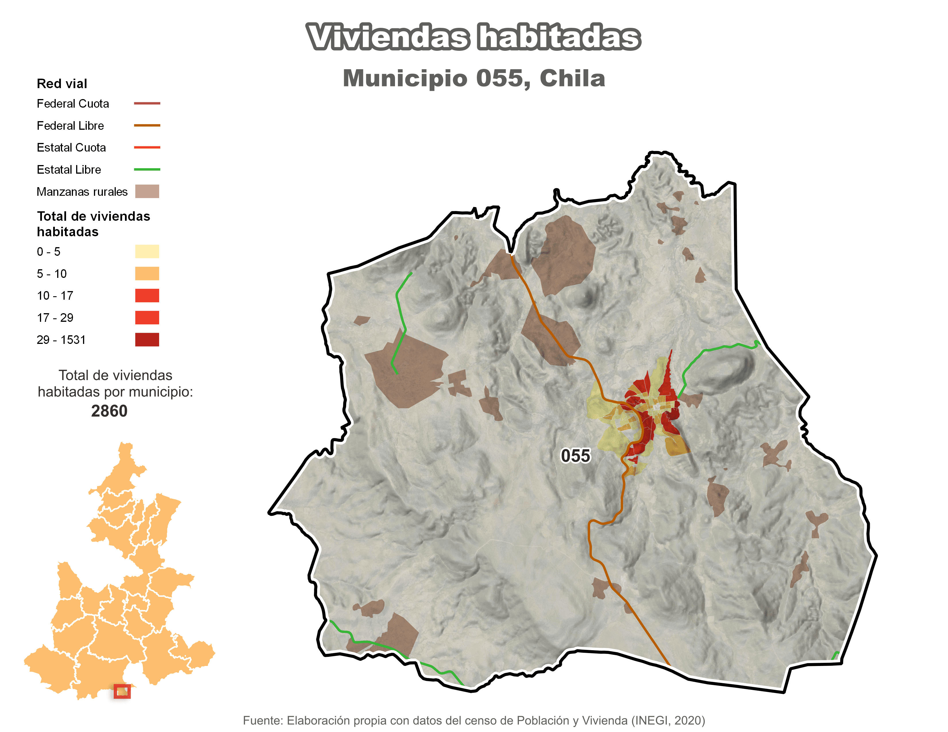 Biblioteca de Mapas - Viviendas habitadas municipio de Chila