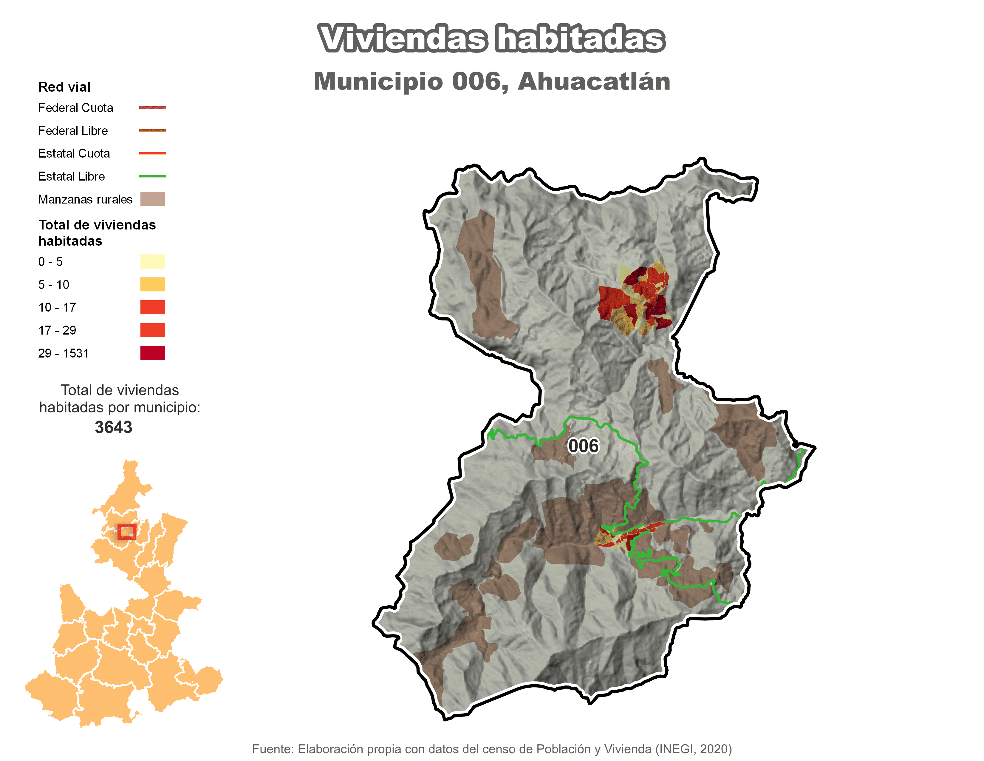 Biblioteca de Mapas - Viviendas habitadas municipio de Ahuacatlán