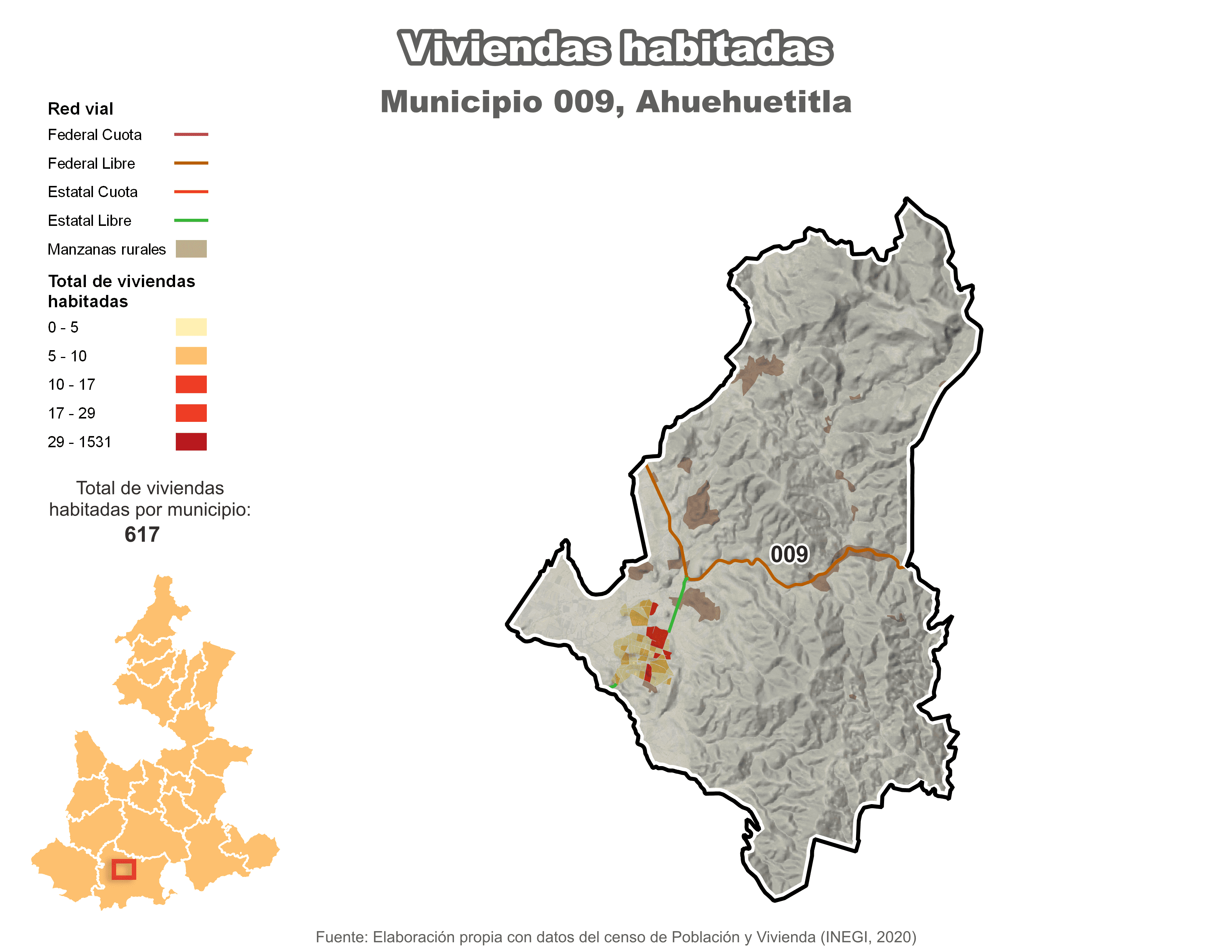 Biblioteca de Mapas - Viviendas habitadas municipio de Ahuehuetitla